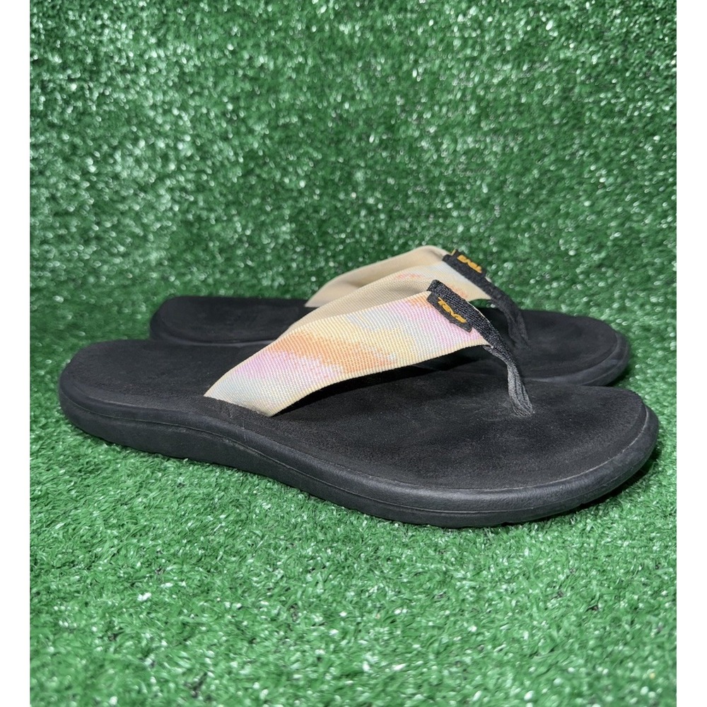 Teva Voya Flip Flops Womens Size 8 Black‎ Tie Dye Comfort Beach Recovery Sandals